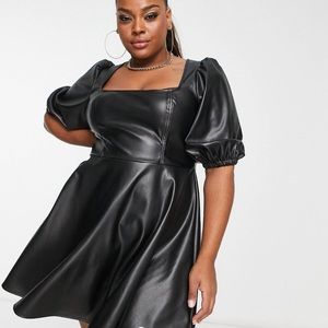 ASOS CURVE FAUX LEATHER SKATER DRESS SIZE 18 NWT